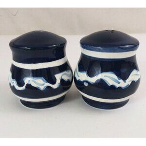 Vintage Youngs Blue With Beautiful White Designs 2.75" Salt & Pepper Shakers